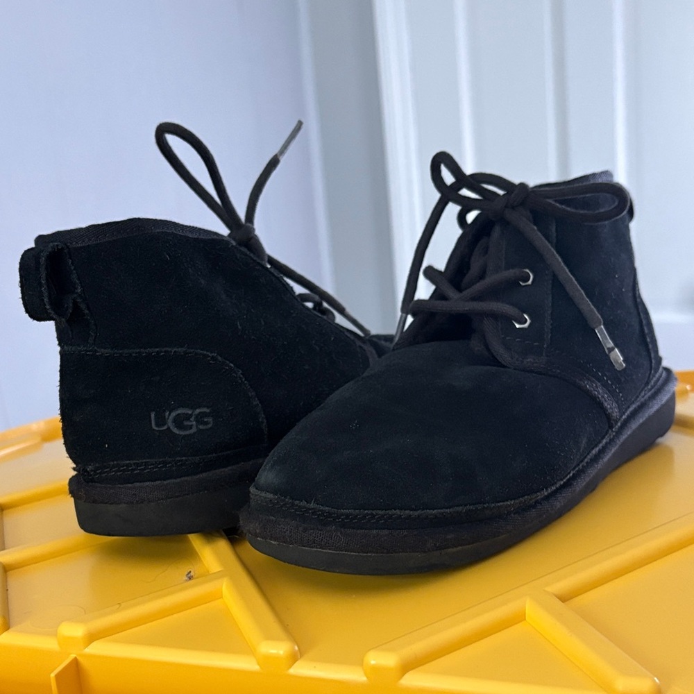 UGG Kids Black Suede Lace-Up Boots